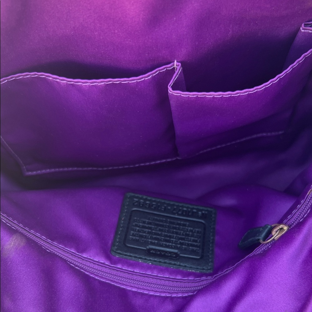 Coach Beige and Dark Brown Signature Canvas Satchel with Gold Hardware - Picture 3 of 7